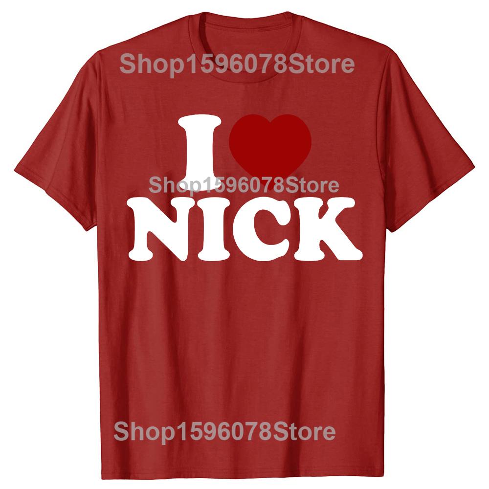 Я Люблю Ника Имя Ник Я Люблю Ника Персонализированные Вещи Футболки Хлопок Юмор Уличная Одежда Футболка С Коротким Рукавом Унисекс Свободная Одежда S
