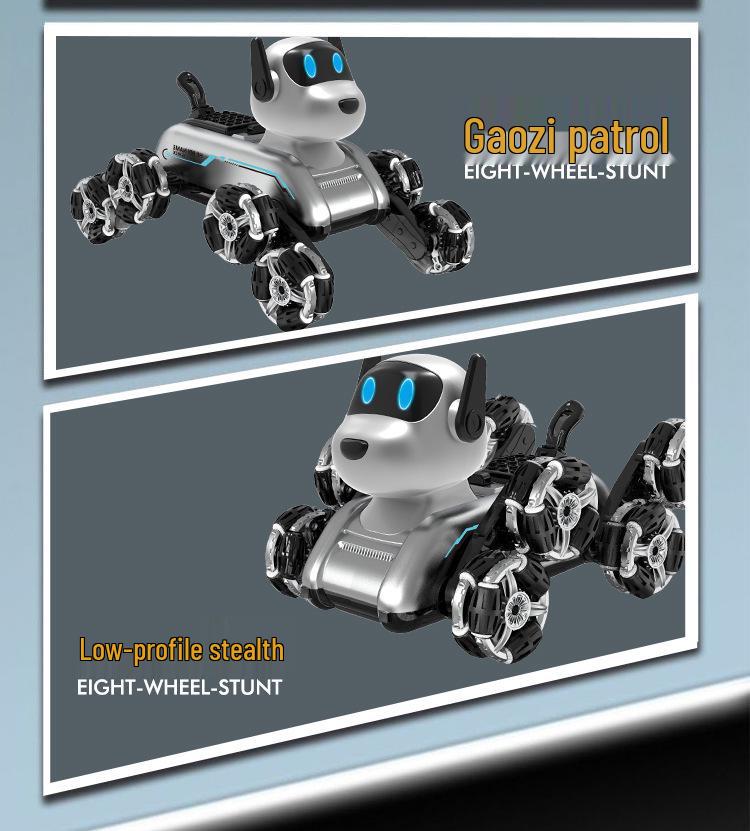 Eight-Wheel Stunt Robot Dog: Gesture-Sensing Remote Control Toy for Kids