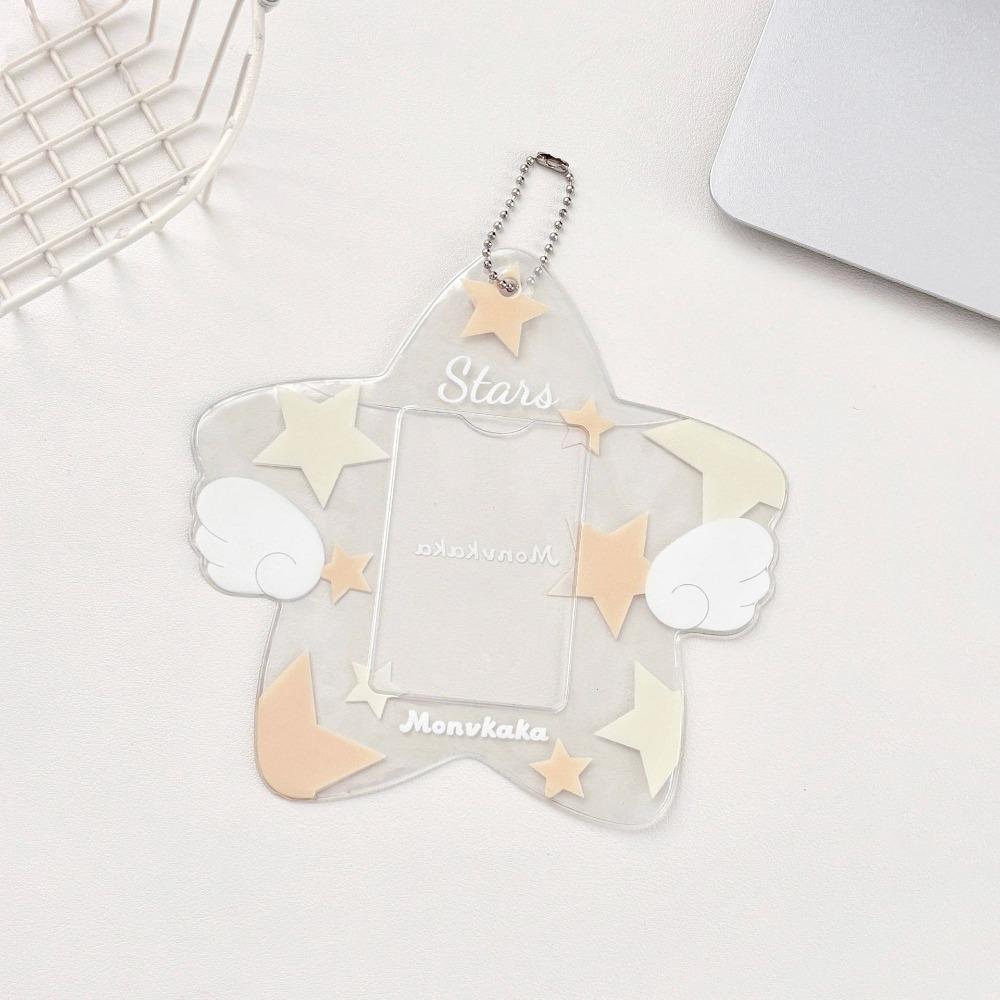 Star Shape Kpop Photo Card Holder Keychain Pendant Portable Idol Photo Card Cover PVC Cute 3 Inch Mini Photo Holder Girls
