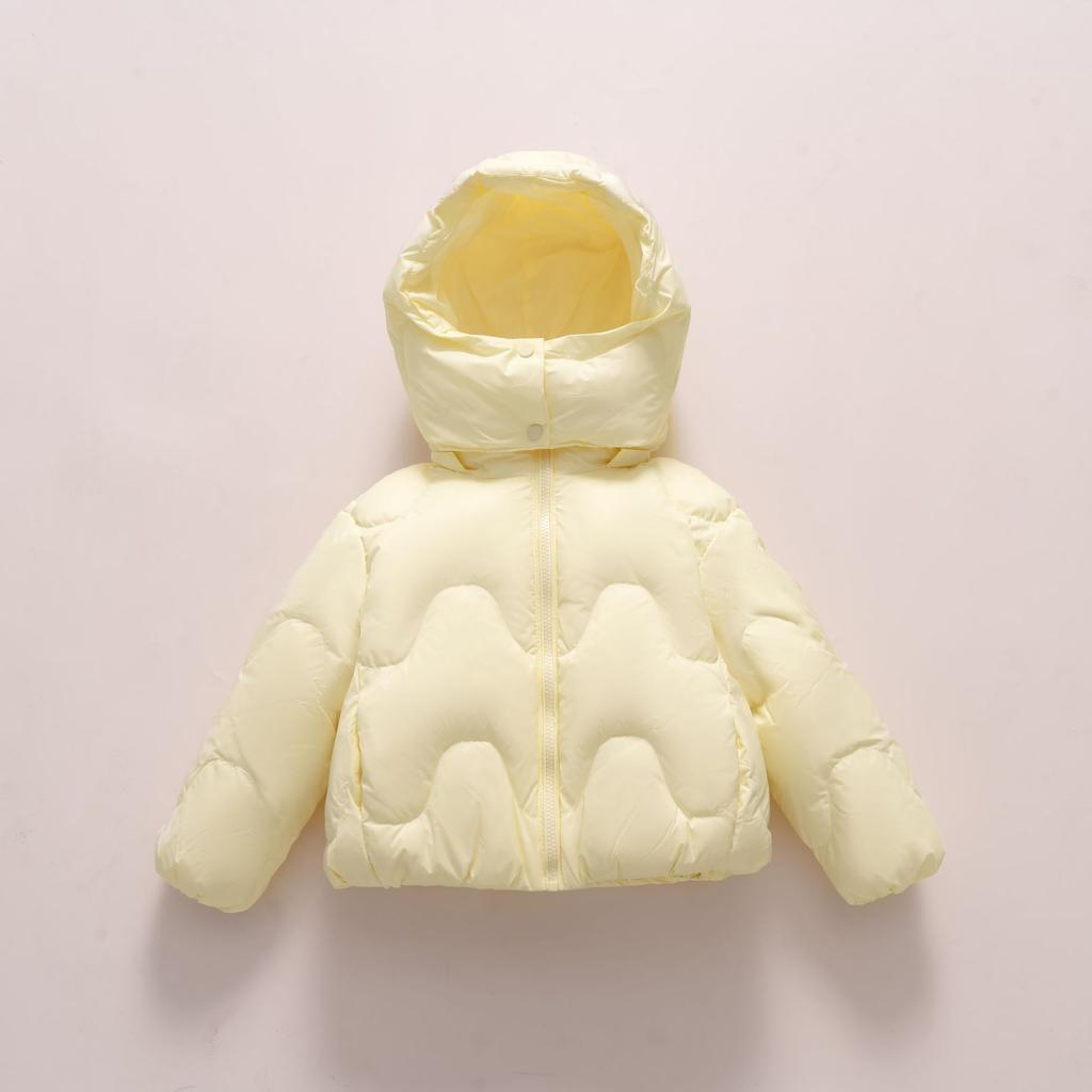 Samt Winter neu Jungen und Mädchen Kapuzen-Daunenjacke warm wellenförmig einfarbige Jacke