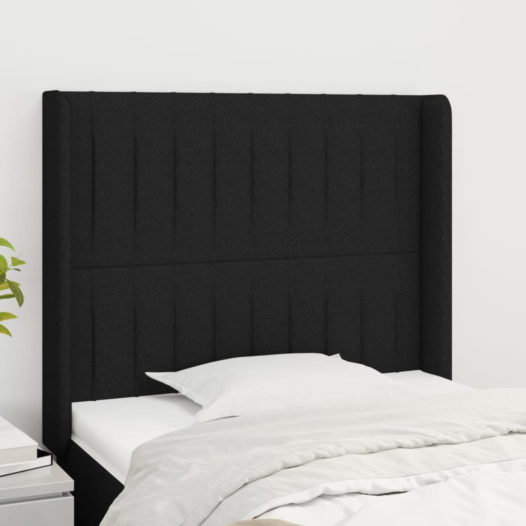 Vidaxl Wingback Headboard, Black, 93X16X118/128 Cm, Fabric