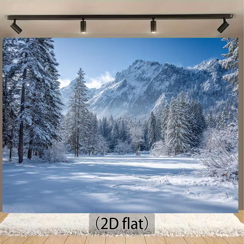 

2D Winter Forest Snow Mountain Backdrop Outdoor Nature Photography Background 47.2x31.5inch/120*80cm