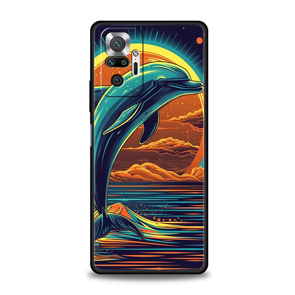 Ocean Animal Cute Dolphin Sea Turtle Phone Case Cover for Redmi 14C 10C 9 Note 14 13 12 10 11 Pro Plus K40 K50 Pro Soft TPU Bags