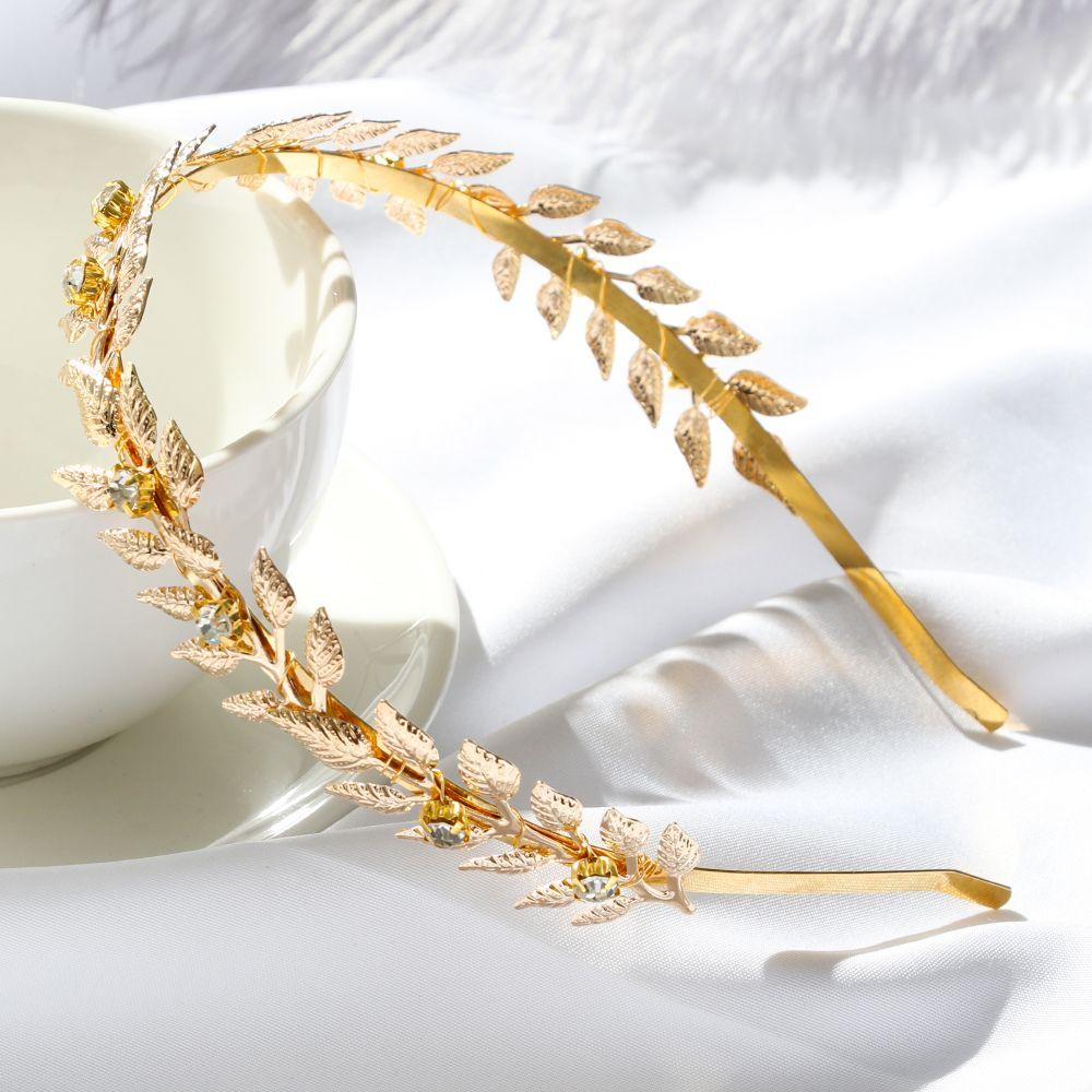 Goldene Kopfbedeckung Haarschmuck Haarreif Hochzeits-Haarkrone Blätter Haarbänder Braut-Kopfschmuck