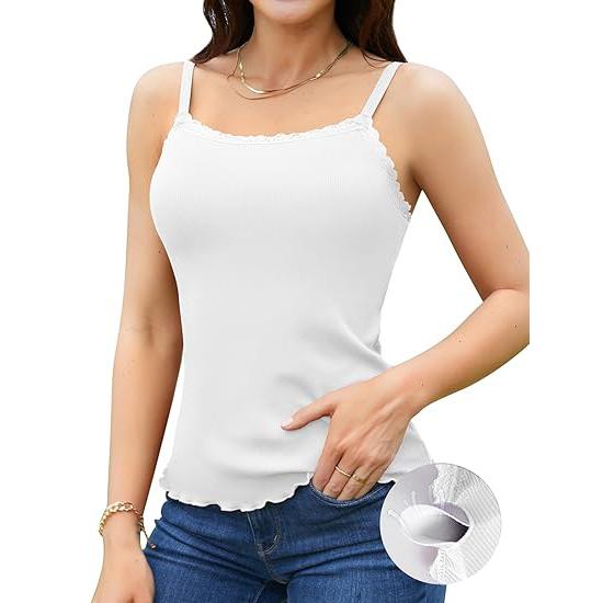 Charmleaks Кружевной топ-майка для женщин со встроенным бюстгальтером — фото 9