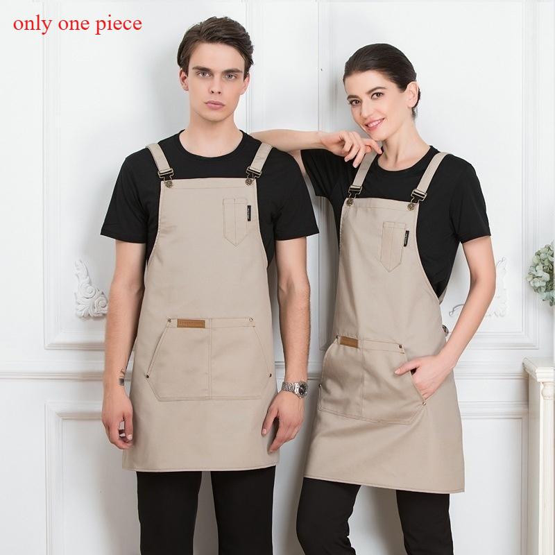 1Pc Cooking Bib Apron with Pockets Chef Cook Kitchen Apron for Men Women
