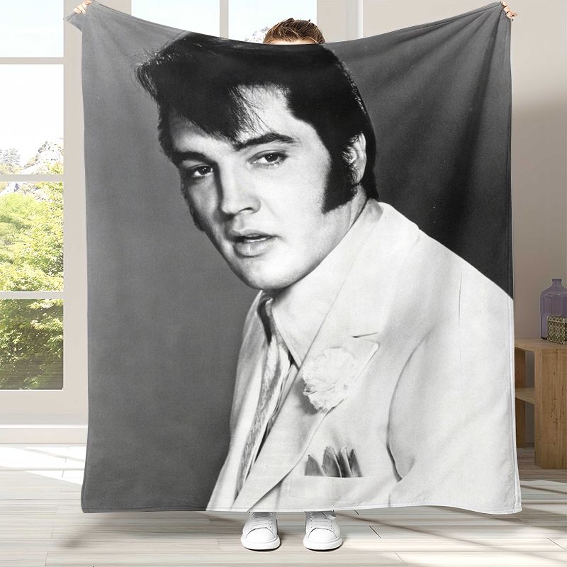 Vintage E-Elvis Graceland Rock 'n' Roll Flannel Throw Blanket,Cozy Blanket for Bed,Sofa,Living Room,Picnic,Camping,Home Decor
