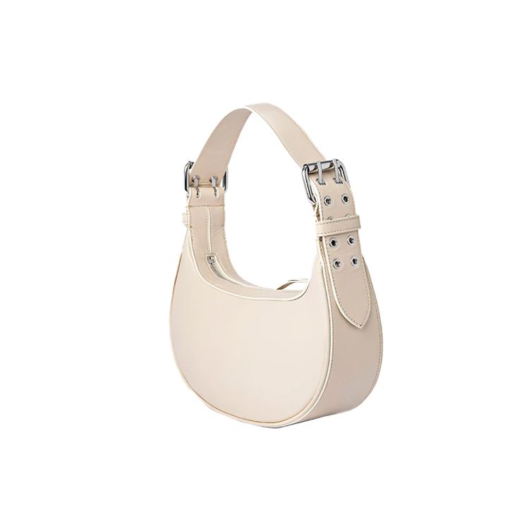 By Far Bulgarian Niche Designer Wide Strap Silver Buckle Leather Handheld Crossbody Shoulder Bag Women Bags Beige 21PFSOHSIVRGLSMED