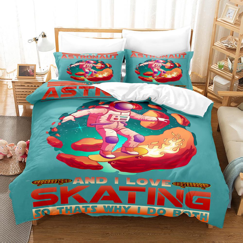 

Custom Astronaut 3D Digital Printing Three-Piece Set Household Bed Sheet Quilt Cover 135 * 200