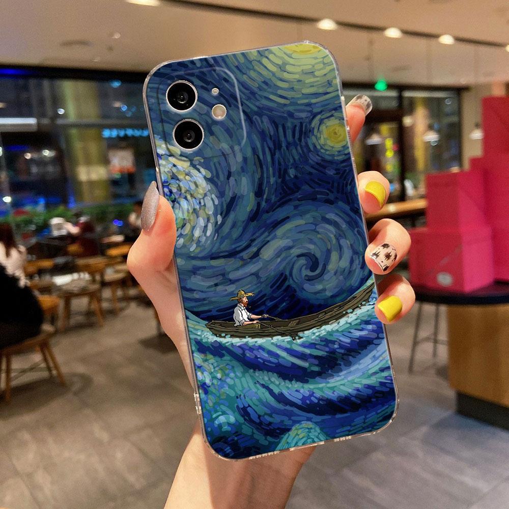 Van Gogh Starry Night Creative Print Phone Case for iPhone 17 16 15 14 13 12 11 Series Pro Max Plus Double Layer Protection