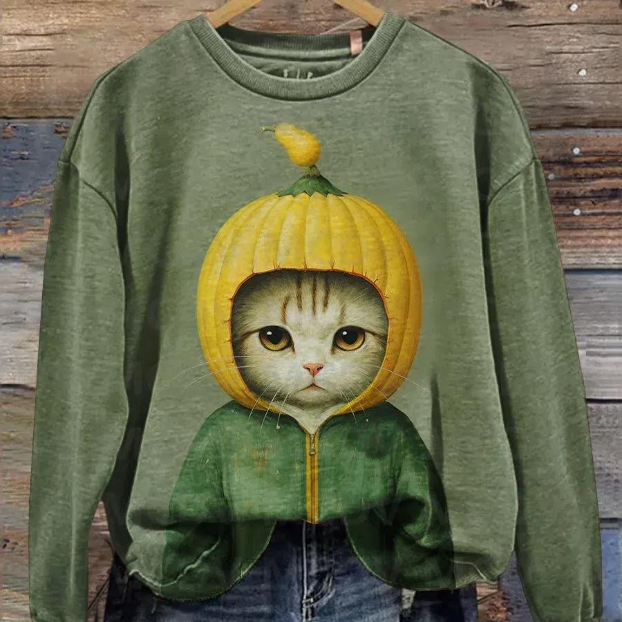 Cat With Funny Expression After Smelling Strange Smell Animal Art Casual Sweatshirt 3D Printed Women Pullover