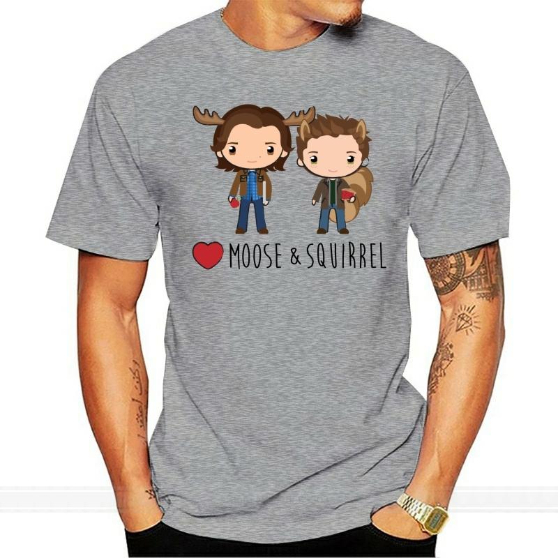 Fashion Mens Short sleeve T Shirt Love Moose amp Squirrel Supernatural TShirt Men Printing Short Sleeve Tshirt trend