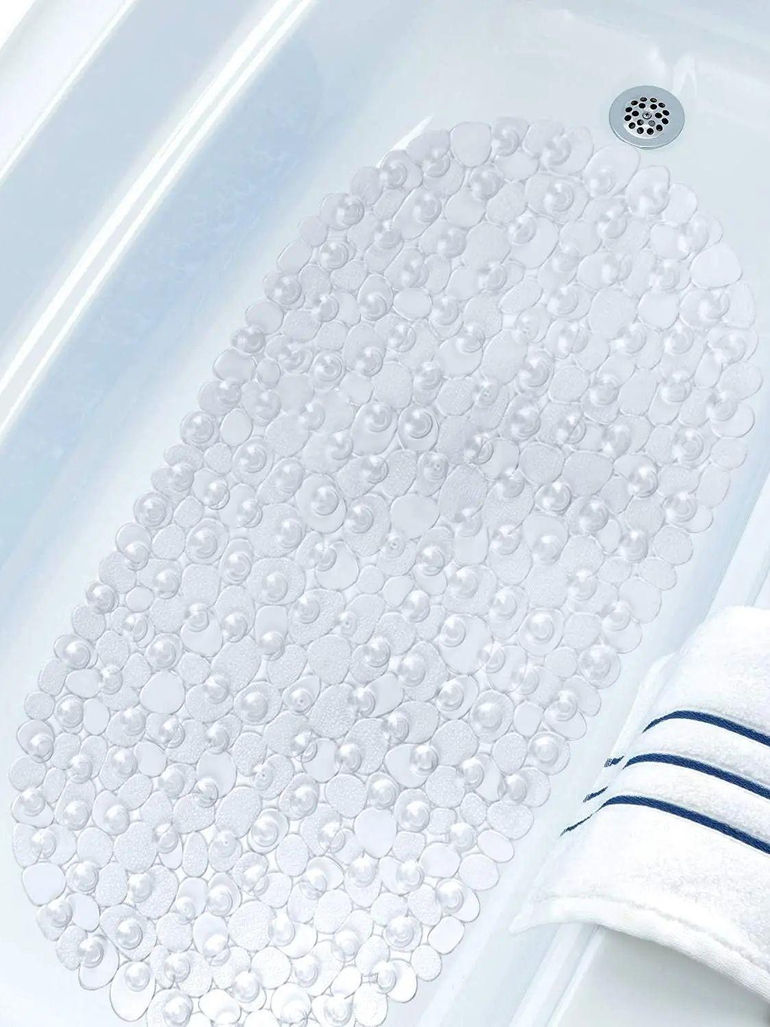 

1pc Pebbles Bath Mat for Tub Non-Slip Bathtub Mat with Suction Cups, Drain Holes for Bathroom Showers, Tub, Machine Washable 360MMx690MM чистий
