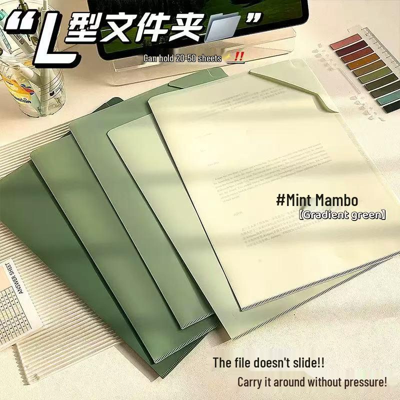 Gradient L-Shaped Office Document Folder - Large Capacity, Thickened for Student Exam Paper Organization