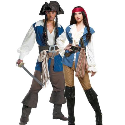 Men's Caribbean Pirate Captain Costume for Halloween Cosplay