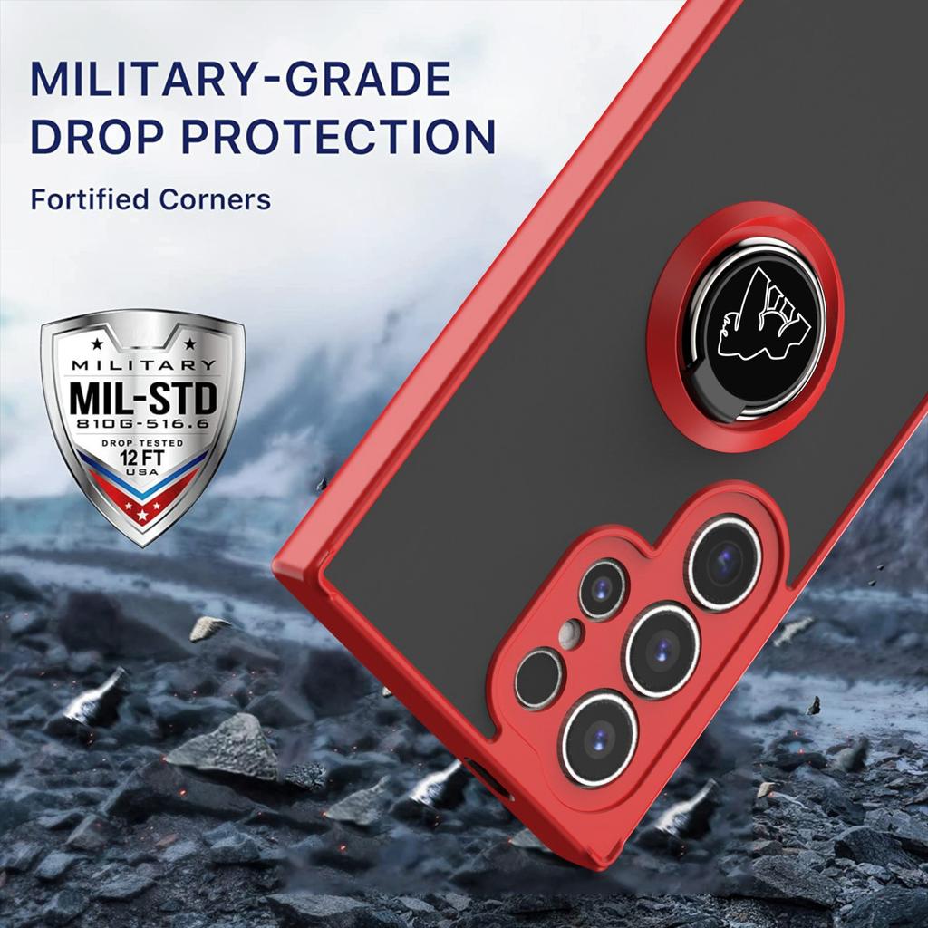 Anti-theft Acrylic Phone Case For Samsung Galaxy S26 Ultra S25 Edge S24 S23 FE S22 Plus Metal Magnetic Ring Stand Back Cover