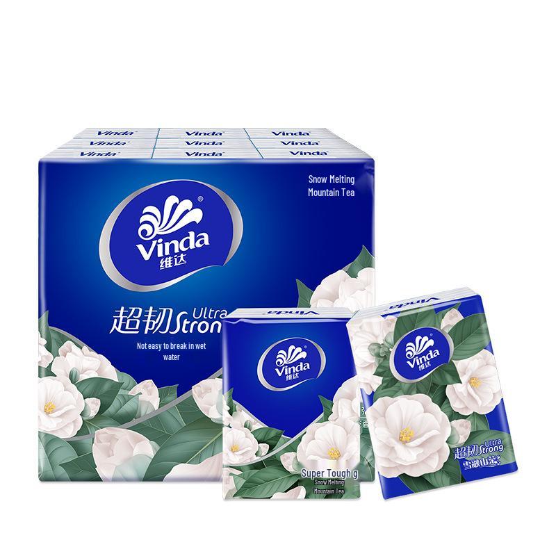 Fazzoletti di carta Vinda Camellia a 4 veli, formato da viaggio, 8 fogli, 12 pacchetti per confezione.