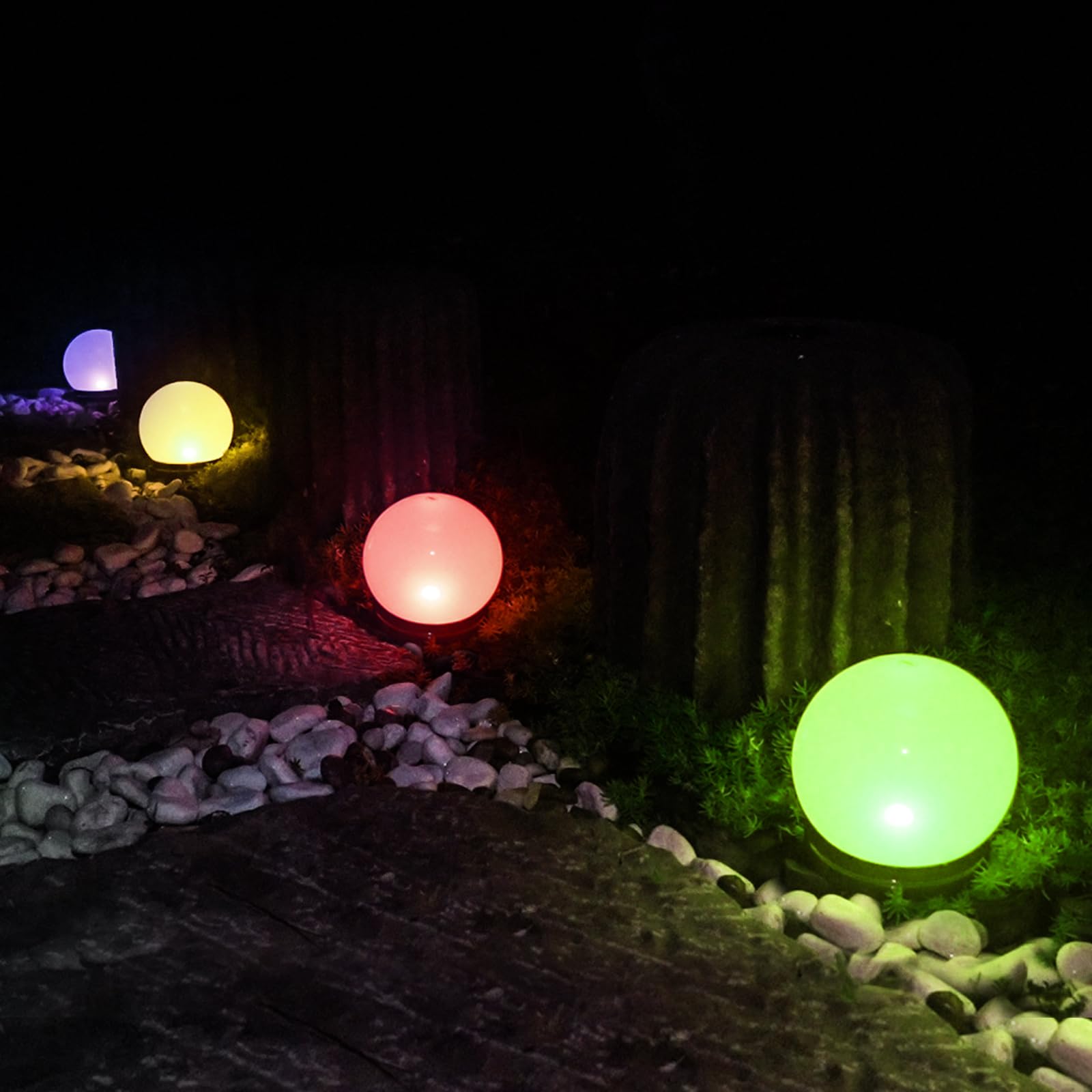 

Світиться до наступного Набір садових куль 2 шт. Діаметр 20 см RGB Розумне освітлення Сонячне світло Яскравість 60 Виберіть час освітлення за допомогою пульта