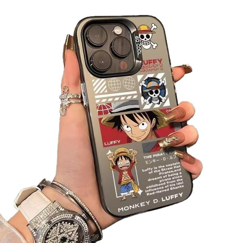 One Piece Luffy compatibele iPhone 18 Pro Max telefoonhoesje, gepersonaliseerd energiek hoesje voor iPhone 18/15/14 met tekst 13.