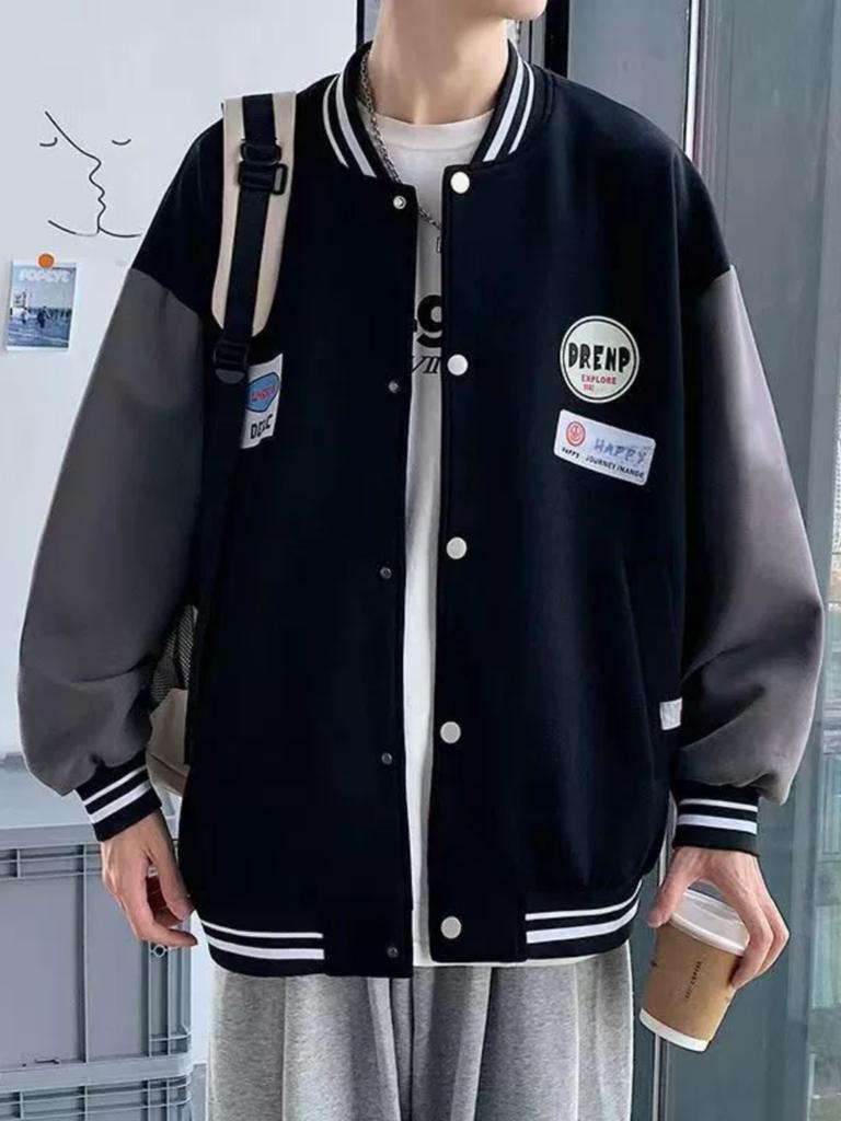 Junior high school students baseball jersey men's spring and autumn American trendy brand loose top students men's and women's same autumn thin coat