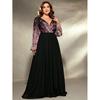 New Style V-Neck Plus-Size Dress, Long-Sleeved Ball Gown, Birthday Party Evening Dress, Party Dress