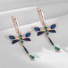 Blaue Natürliche Zirkon Libellen Hängeohrringe für Frauen Roségold und Schwarzgold Farbe Vintage Täglicher Feinschmuck