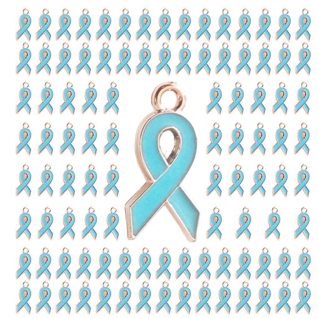 100 ks Srdíčkový přívěsek s mašličkou pro DIY šperky Odolný přívěsek s mašličkou na podporu povědomí Šperkařské komponenty Mašličkový přívěsek v mixu barev