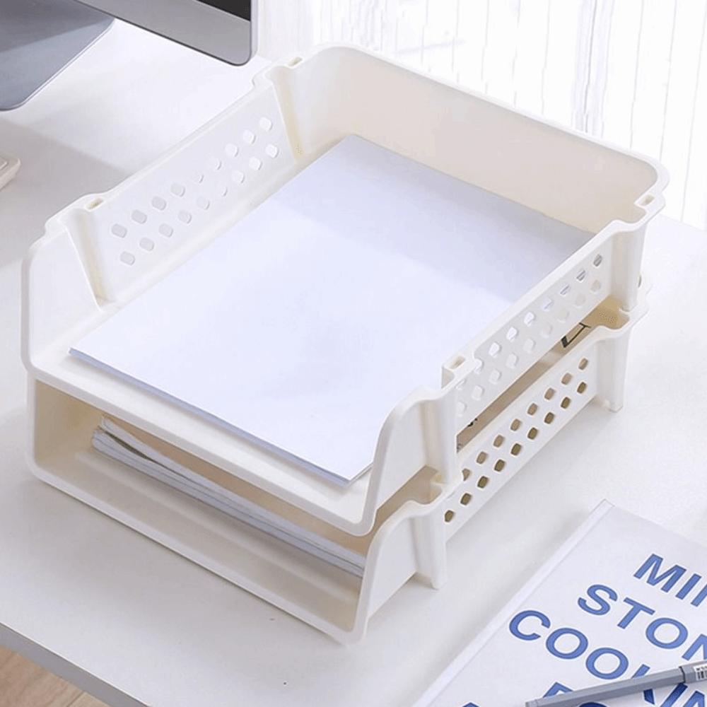 Desktop Organizer Stackable File Rack Multifunctional Papers Rack A4 File Storage Tray Magazine