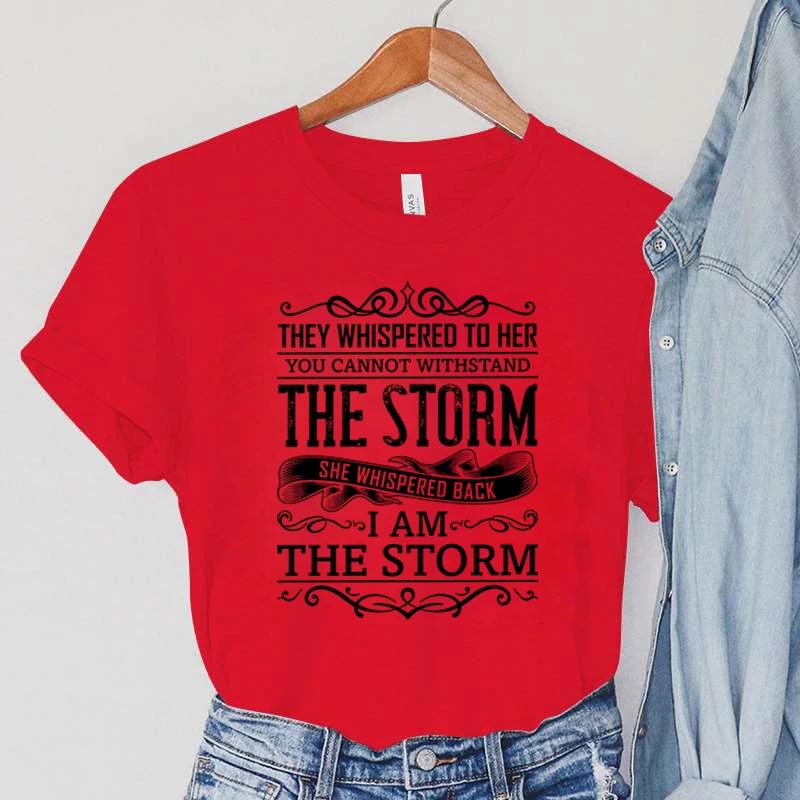 Jestem Burzą Koszulki Graficzne Damskie Vintage Topy Burza Szepnęła W Odpowiedzi Koszulki z Nadrukiem Letnie Harajuku Ubrania Damskie