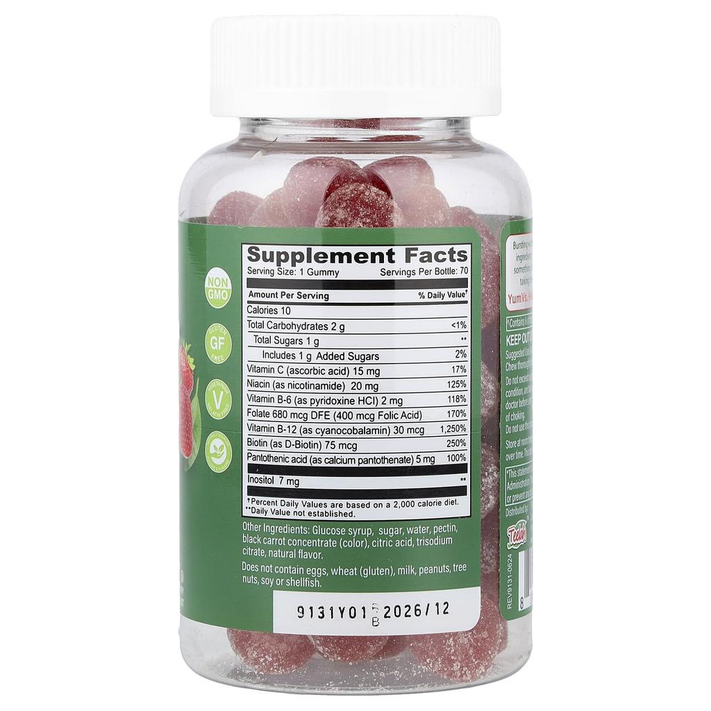 YumVs, Vitamin C B-komplex Gummybjörnar, Jordgubbssmak, 70 Gummybjörnar