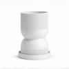 White Hourglass Flowerpot with Modern Saucer