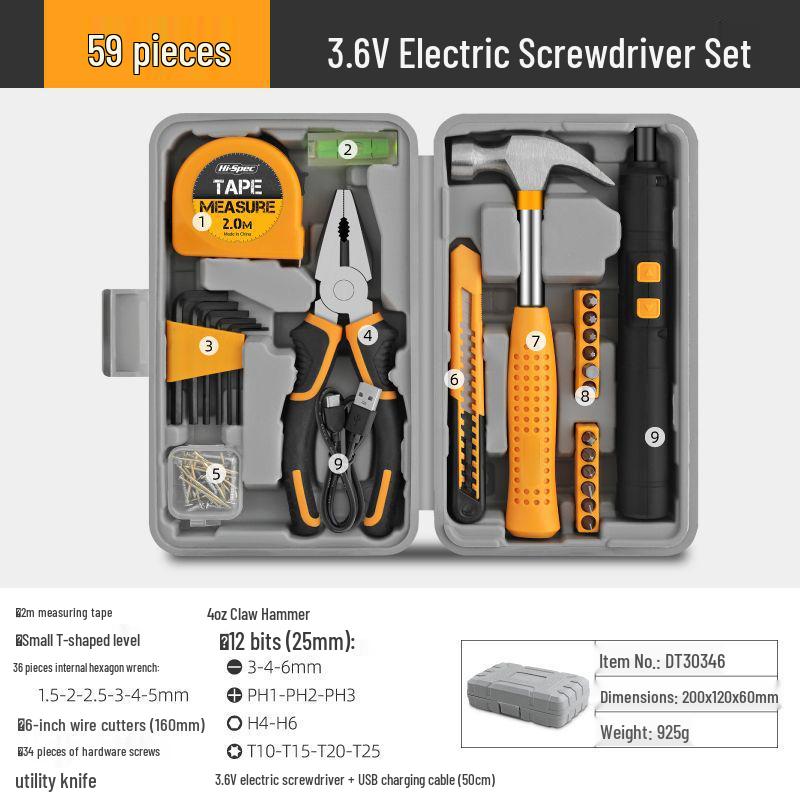 Home Repair Tool Set: Essentials - Pliers, Hammer, Wrench & Toolbox