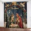Christmas Themed Curtains Pole Bag Home Decoration Room Window Set Of 2 Made Polyester