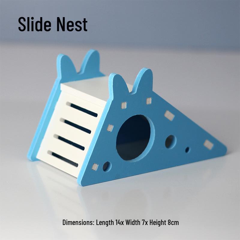 Small Hamster House with Slide and Sleeping Nest for Guinea Pigs and Golden Bears