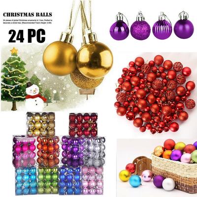 Bola de árvore de Natal de 30mm, enfeite de festa em casa, decoração, 24 peças