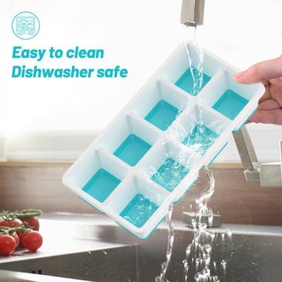 1/2Pcs Large Ice Cube Mold with Lid BPA Free Silicone Tray for