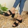 Fashion Summer Women's Fashion Sexy Open Toe Thick Heel Sandals High-heeled Shoes Wedding Party Shoe  Girl Slipper