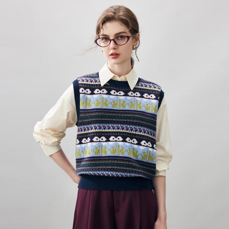 Kemeng Boka Women's Fair Isle Cashmere Knit Vest