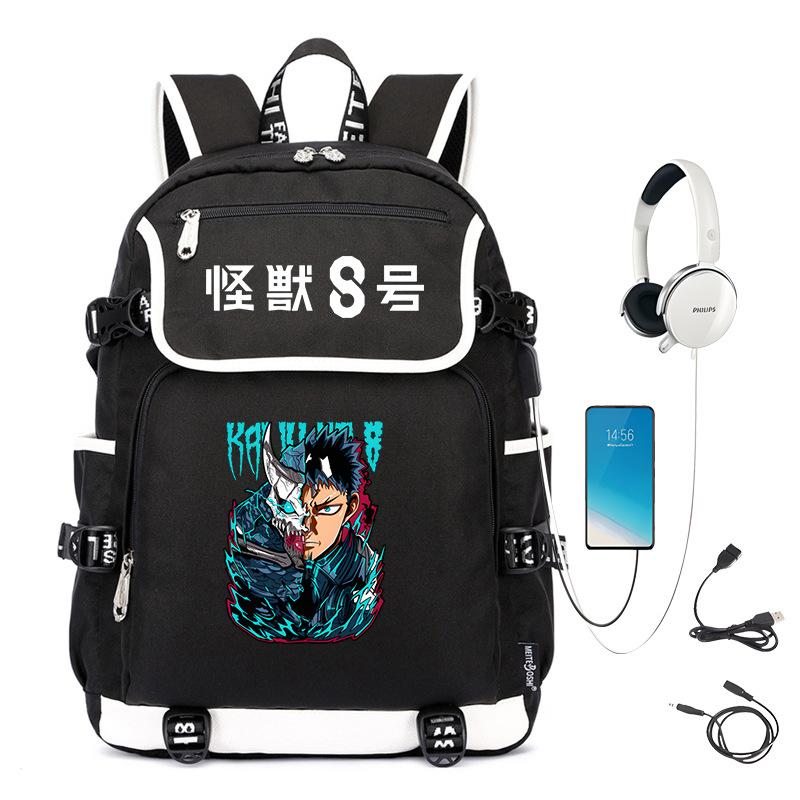 Monster No. 8 Peripheral Personalized Printed Backpack with USB Interface Cross-border Korean Edition Student Leisure School Bag