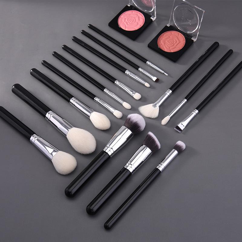 Premium 15-Piece Animal Hair Makeup Brush Set for Studios & Artists 15 Makeup Brushes