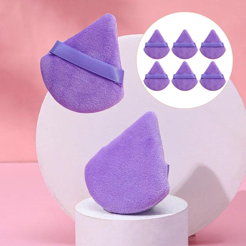 2/6 stücke Dreieck Puderquaste Mini Gesicht Make-Up Schwamm Kosmetik Weiche Baumwolle Gesicht Puderquaste Waschbar Samt Make-Up Puff Werkzeuge