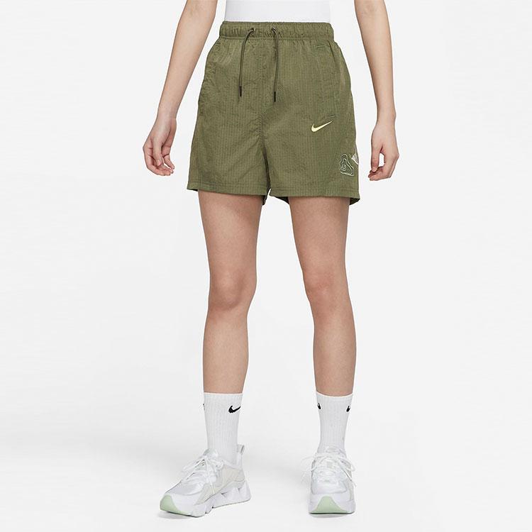 Nike Sportswear High-Waisted Woven Solid Casual Sports Shorts Women Shorts Medium-Olive DX6152-222
