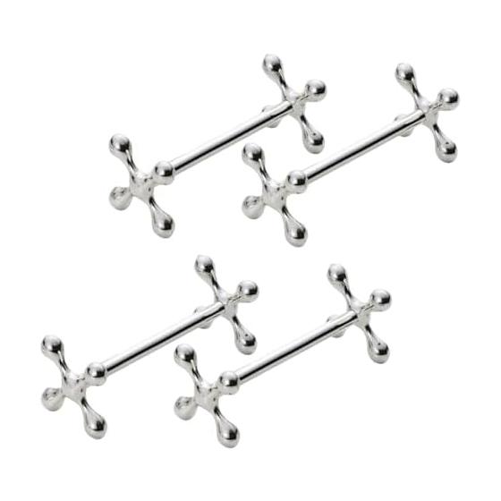 ideamall Cutlery Rest Set of 4, Silver Stainless Steel Chopstick Holder, Knife Rest, Fork Rest, Elegant Shine, Restaurant Quality, for Entertaining