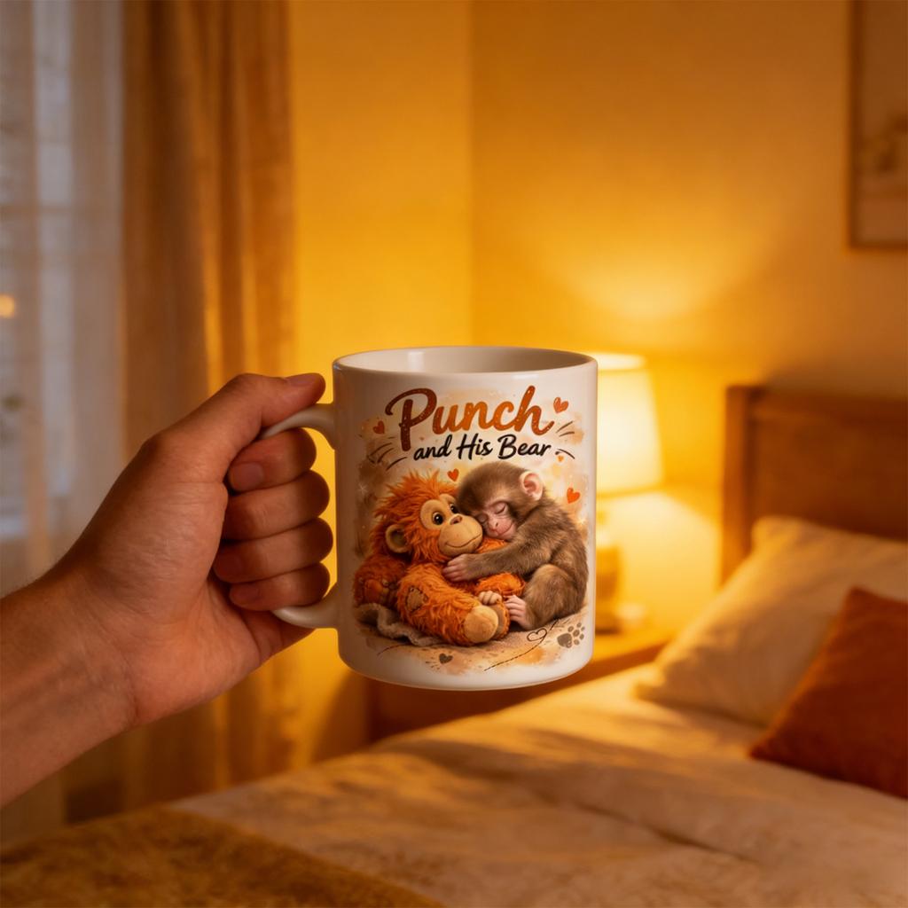 11oz Ceramic Punch Monkey Mug Cute Monkey with Orangutan Design Personalized Ceramic Coffee Cup for Family and Loved Ones