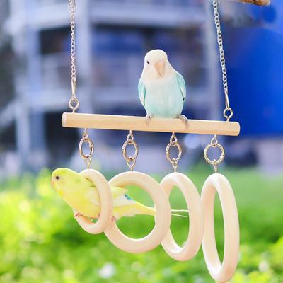 Wooden Birds Parrots Ladder Perch ,Bird Hammock Cage Toy ,Standing Sticks Climbing ,Parrot