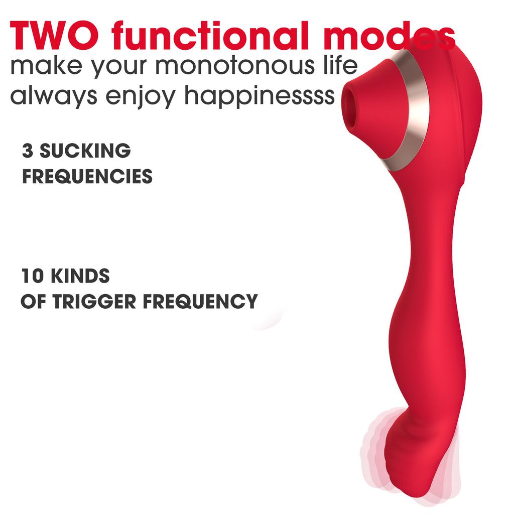 Female Double Orgasm Sucking Vibrator G Spot Clitoris Stimulator with Imitates Finger Touching Stimulation Sucker Oral Clitoris Stimulator Erotic