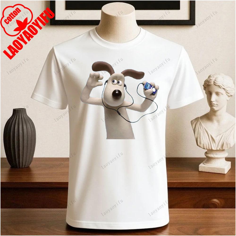 Wallace und Gromit Bedruckte T-Shirt Tops Cartoon und Anime Bedrucktes T-Shirt Unisex Bedruckte T-Shirt Tops Vintage Mode Streetwear