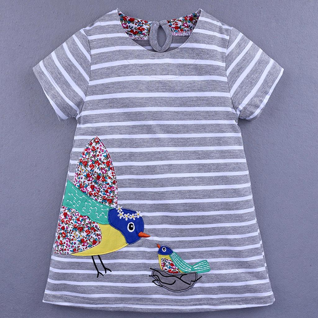 Girls Cotton Dress Short Sleeves Casual Summer Basic Jumpskirt Playwear Dresses