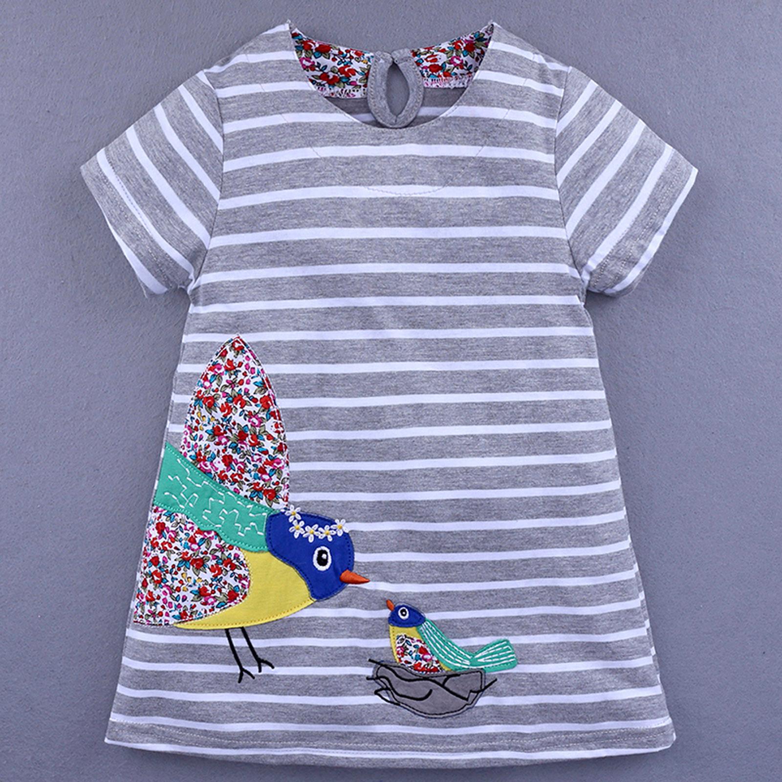 

Girls Cotton Dress Short Sleeves Casual Summer Basic Jumpskirt Playwear Dresses 3Y