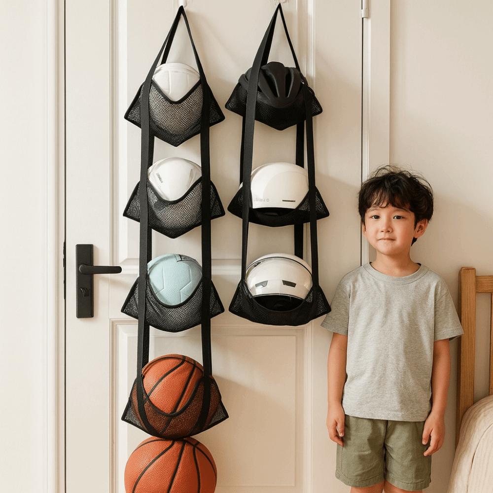 Wandmontierte Ballaufbewahrung Hängebeutel Große Kapazität Faltbar Netz-Aufbewahrung Hängebeutel Platzsparend Netzfächer Organizer